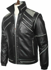 Rare Find MJ's Beat it Up Rocker Real Black Leather Jacket for Men - MNCLeather